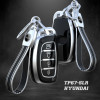 Keycare TPU Key Cover Compatible for Alcazar and Creta 2021 4 Button Smart Key | TP67 Silver Black